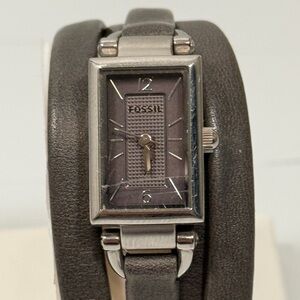 Fossil Double Wrap Leather Watch Grey Silver JR-1371 New Battery